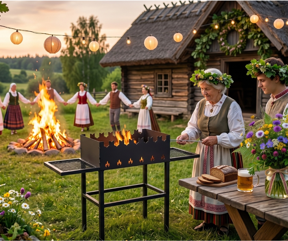 Mītavas Kalējs dārza grils — kvalitatīvs metāla grils no tērauda